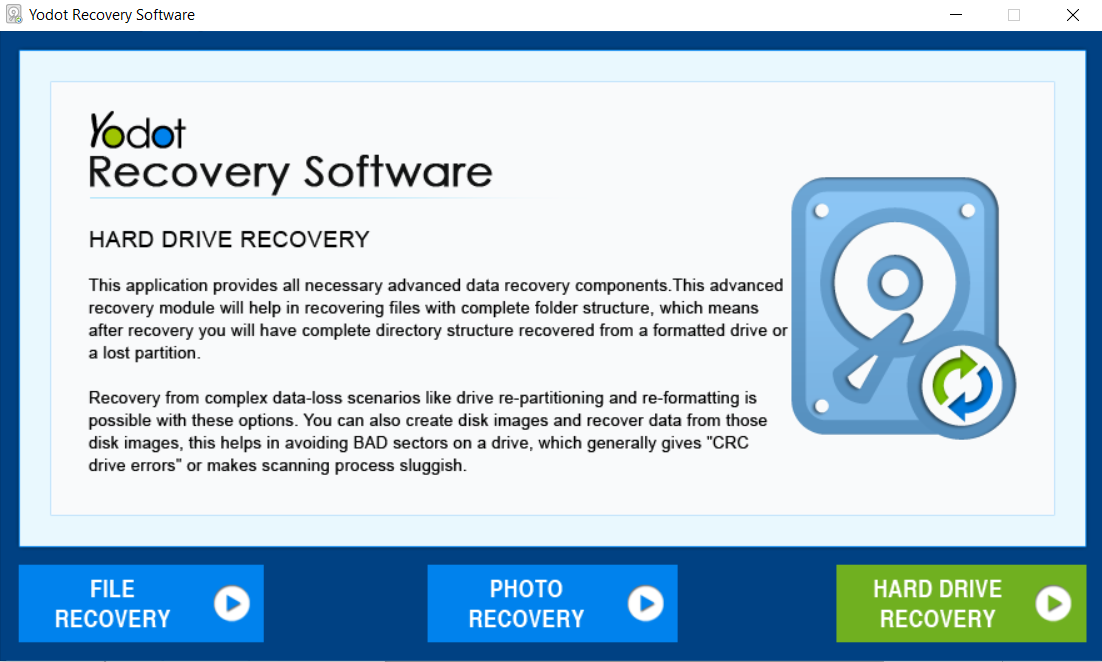 Yodot hard drive recovery home page