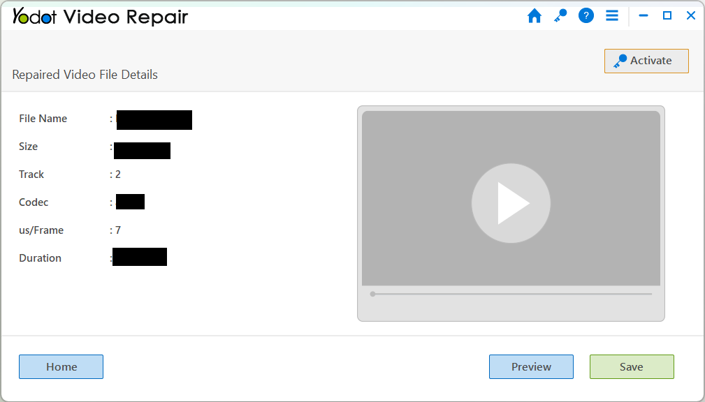 preview the repaired video file and check the video 0xc00d36e5 item is unplayable is gone