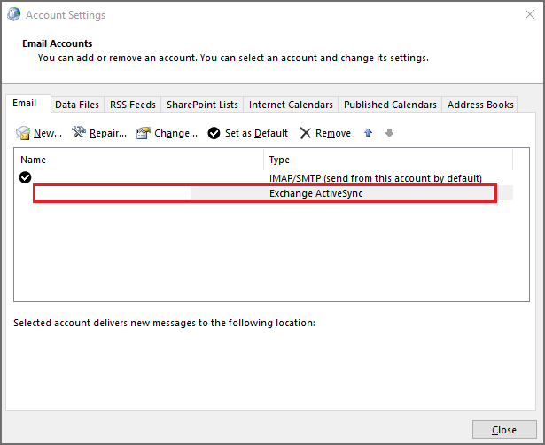 select an account and change settings.