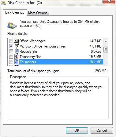 Disk Cleanup not working 