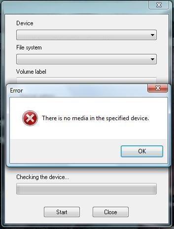 no media in the specified device
