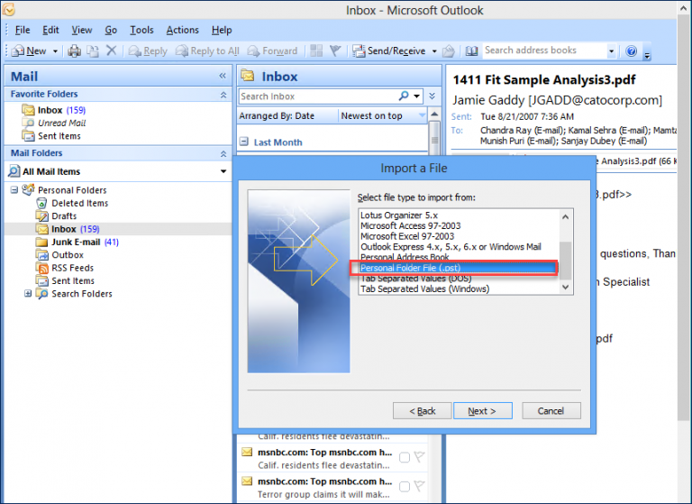 Outlook PST to OST converting process