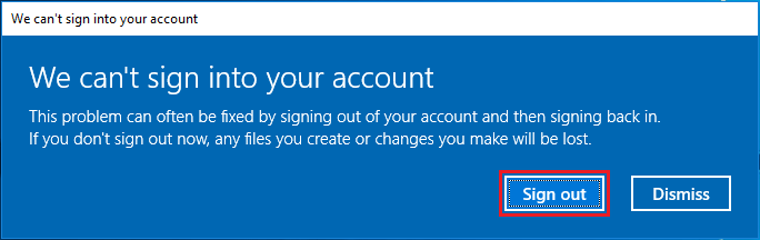 message saying can't sign into your account