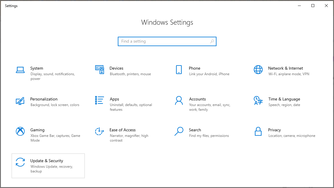windows settings