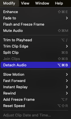 Select detach audio from modify menu to fix audio not sync with video