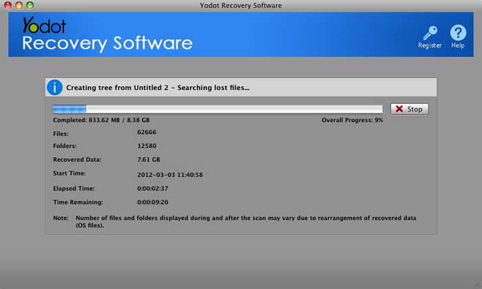 The tool shows the scanning process