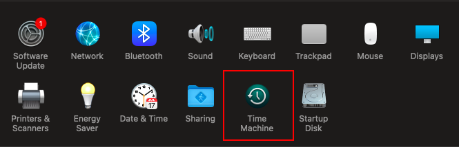 Select the time machine icon