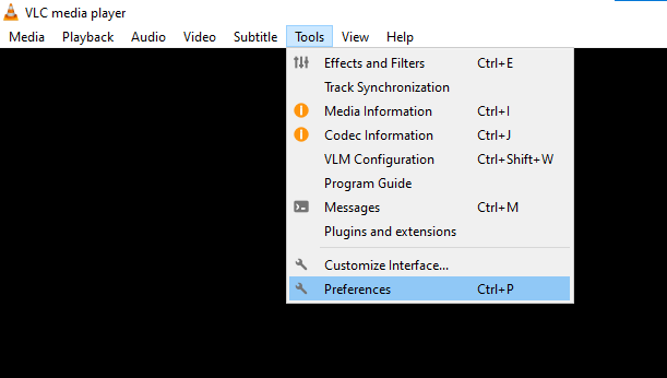 click on tools preferences