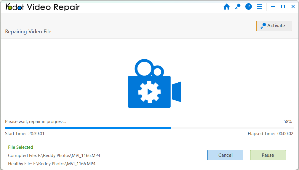 Repairing the corrupt video in process