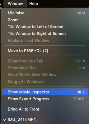 select show movie inspector to repair corrupt video file on mac