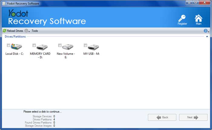  Select the logical drive from where you want to recover lost RAR files and click on Next.