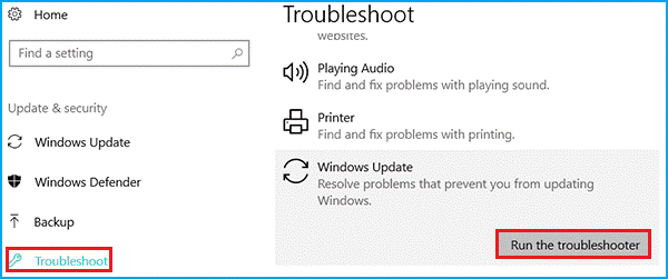 click on troubleshoot option in the right side of the panel