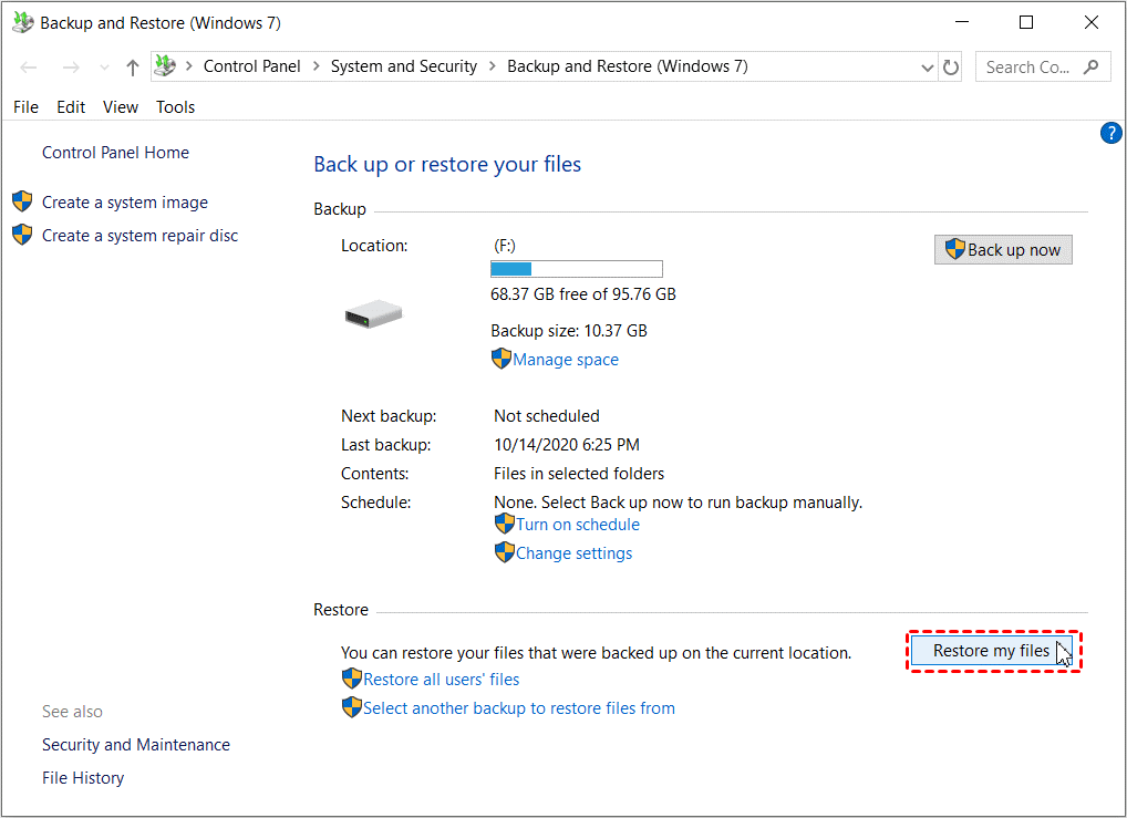 restore my files from USB drive