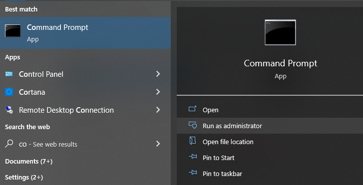 run command prompt as admin