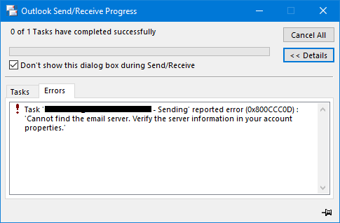 Outlook-send-receive-progress