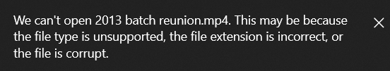 Error message of MP4 File corruption