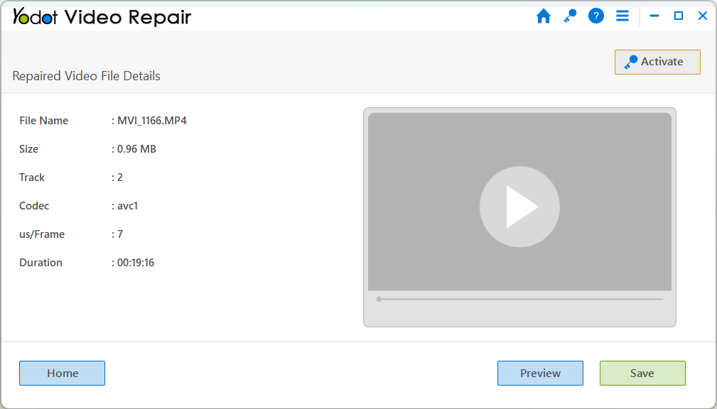 preview the repaired mp4 file