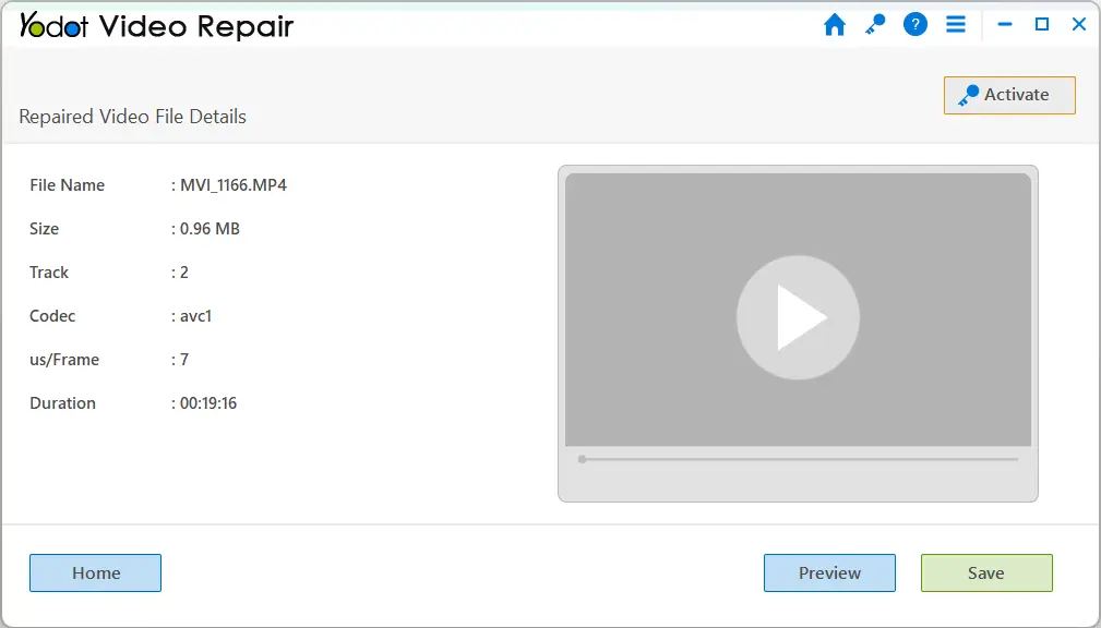 preview the repaired mp4 file
