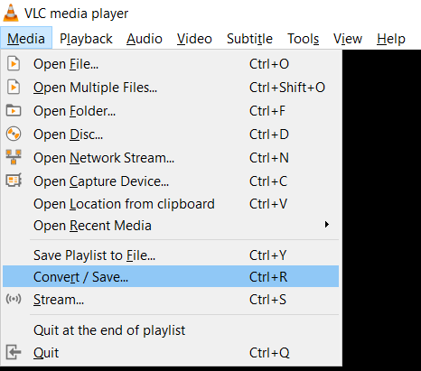 open the media tab and click on convert/save