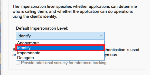set-impersonation-level-to-identify