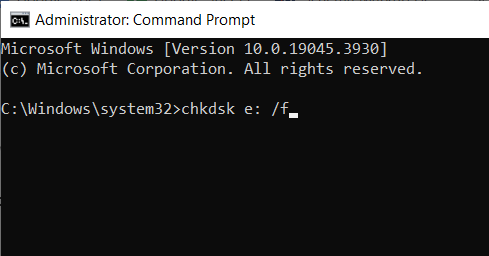 type the chkdsk command