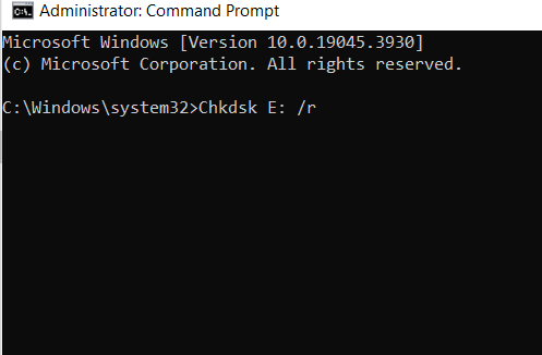 type the chkdsk command to repair the Iomega external  hard drive