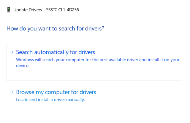 scan for the ssd driver
