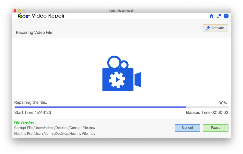 the tool repairs the corrupt video file