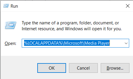 type the command to open the media player database