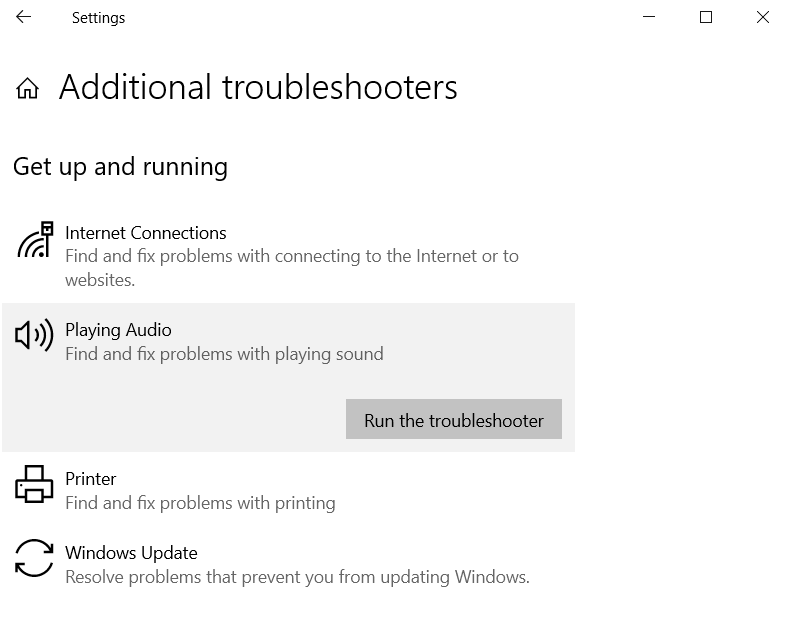 click on Run the troubleshooters