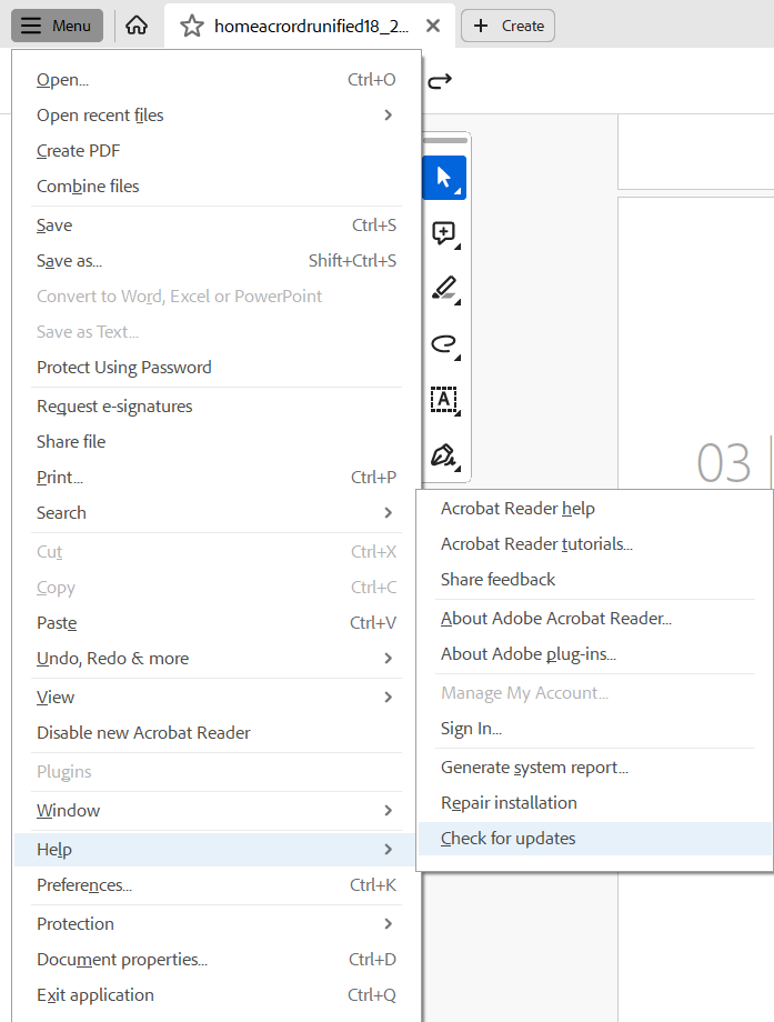 check for updates to fix corrupt pdf files