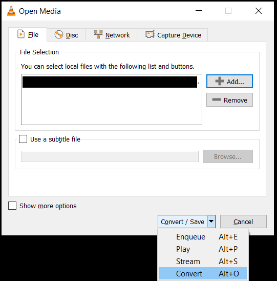 choose the convert option