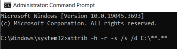 type the attrib command