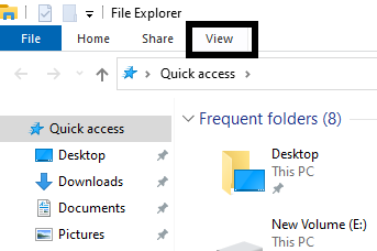 click on view to show hidden files windows 10