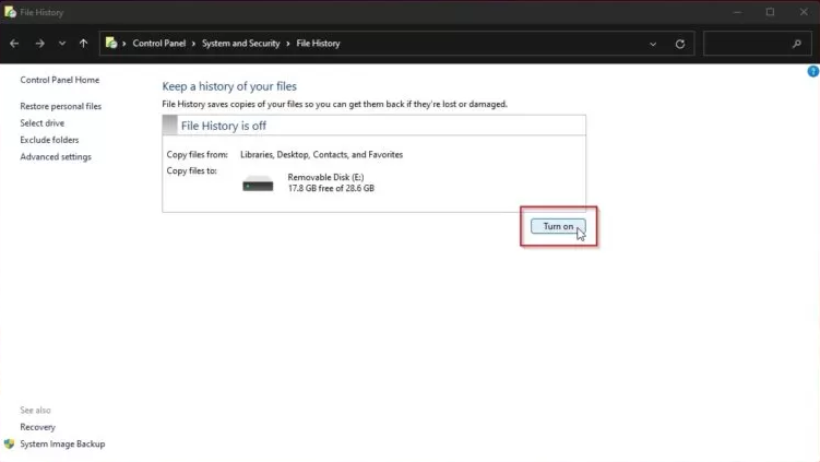 select a drive where you want to keep backup