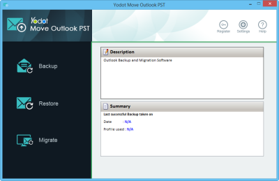 move outlook pst - main screen