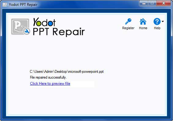 preview the repaired ppt file using preview option